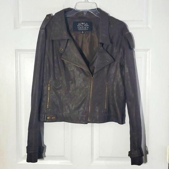 blanc noir Jackets & Blazers - Blank Noir Vegan Leather Moto Jacket Extra Large XL Dark Green